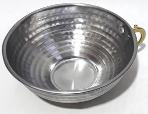 Pirinç Kulplu Çelik Dövme Paslanmaz Çelikten 4 Adet 13cm Maşrafa 5cm Derinlikte Geniş Ağızlı