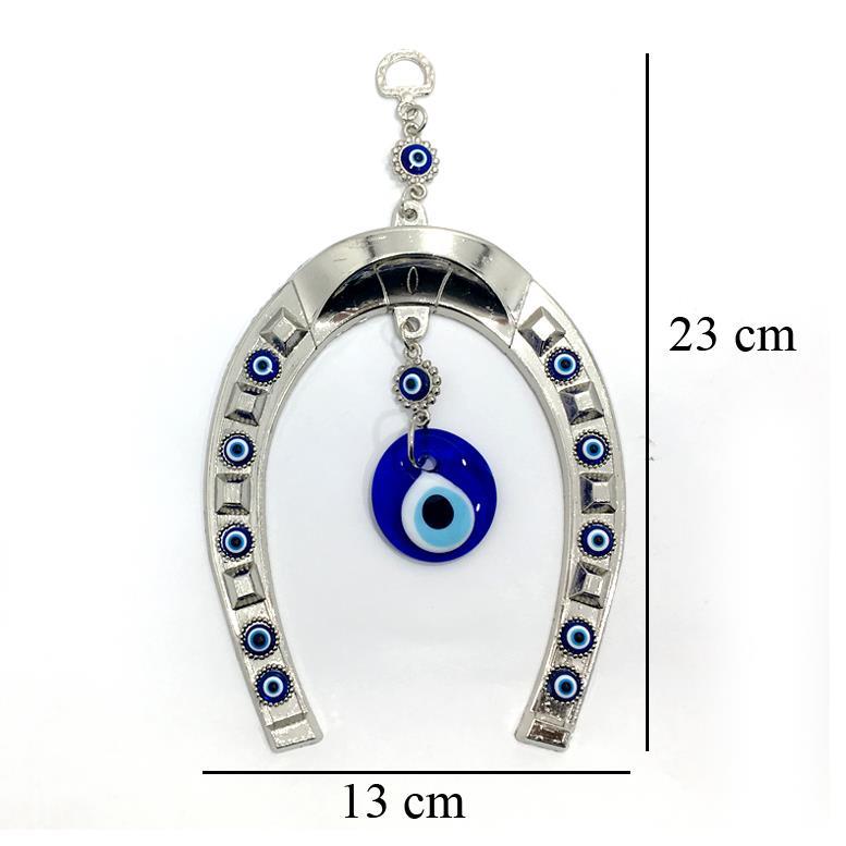 Dekoratif Nazar Boncuklu 23 cm Metal Büyük Boy At Nalı Süs Eşyası Hediyelik Eşya Askılı Kapı Süsü