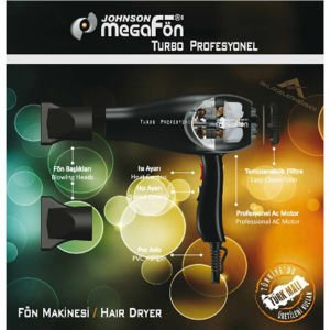 Johnson 3200 Megafön Turbo 220-240 Volt 2400 Watt Profesyonel Saç Kurutma Makinesi