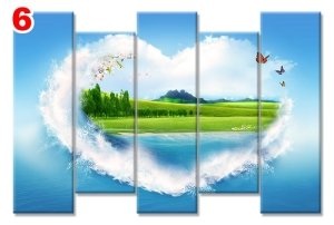 KALP DOGA MANZARA 7 STİL 5 PARÇALI KANVAS TABLO