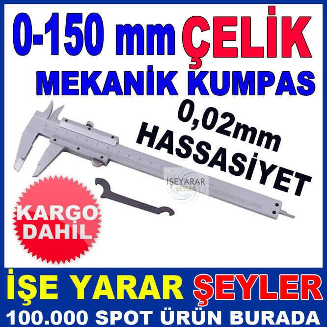 0-150MM PROFESYONEL ÇELİK MEKANİK KUMPAS