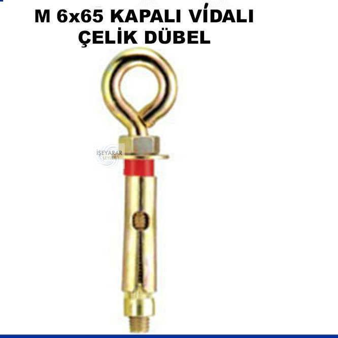 3 ADET M 6x65 KAPALI VİDA KANCALI ÇELİK DÜBEL