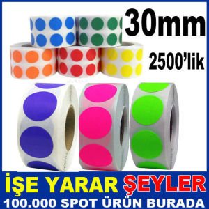 30mm RENKLİ ETİKET YAPIŞKANLI ETİKET RULO