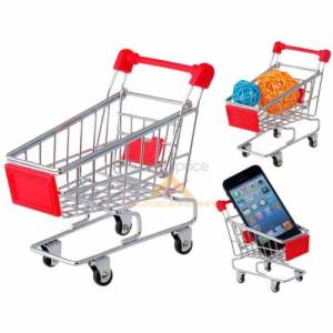 Mini Gerçekçi Alışveriş Market Arabası Şeklinde Dekoratif Kalemlik