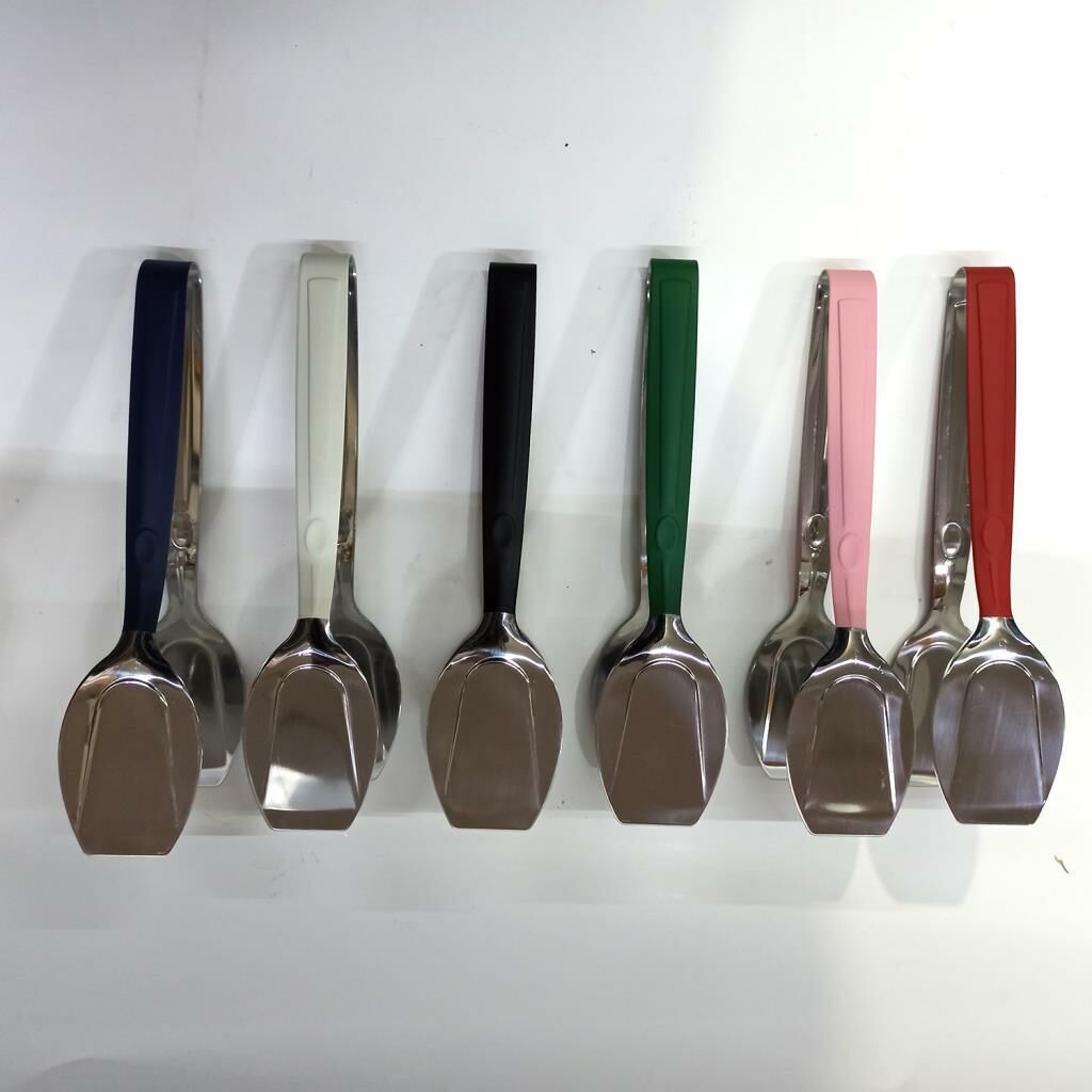 Paslanmaz Çelik Üzeri Silikon Kaplama Soft Pasta Maşası 24 cm Uzunluk