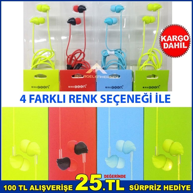 Mikrofonlu Kulaklık 120cm Kablo Uzunluğu 4 Renk Seçenekli