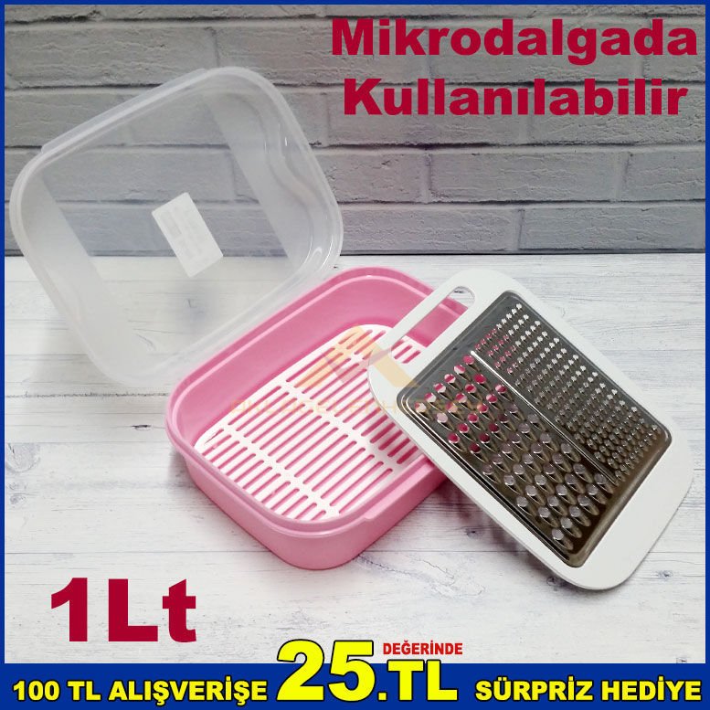 1Litre Midi Saklama Kabı Rendeli Hava Almaz Vakum Korumalı Mikrodalga Buzluk İçin Saklama Kabı