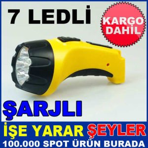 7 LEDLİ ENERJİ TASARRUFLU ŞARJLI EL FENERİ KD