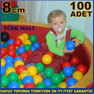 Rengarenk 100 adet çocuk havuz topu,çocukların vazgeçilmez eğlencesi.8cmØ,100ad renkli parti topları