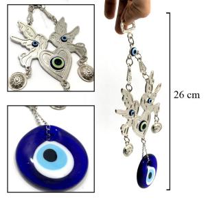 Metal Güvercin Şekilli Nazar Boncuklu Dekoratif Süs Eşyası 26 cm Hediyelik Eşya Askılı Duvar Süsü