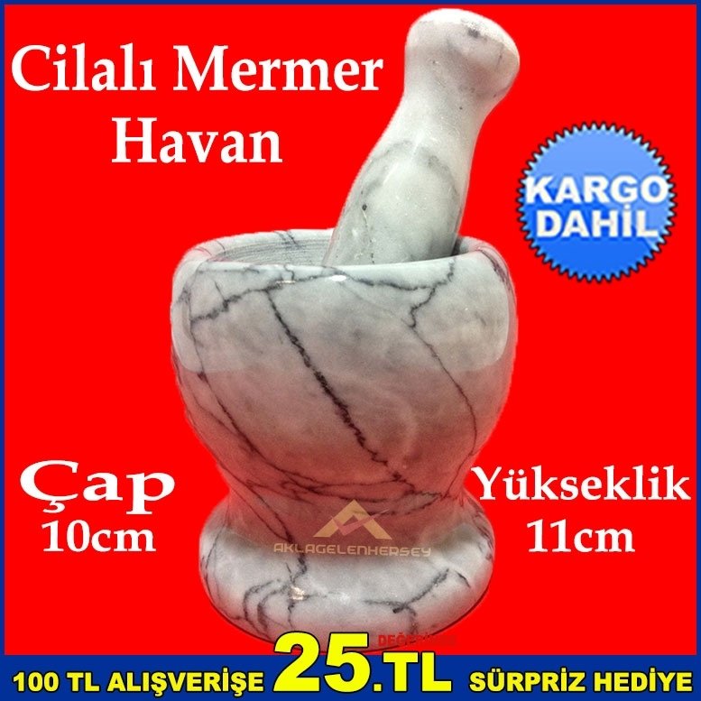 Mermer Havan Taştan Oyma Cilalı Mermer Havan Sarımsak Ezici