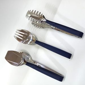 Paslanmaz Çelik Üzeri Silikon Kaplama Soft Pasta, Makarna, Salata Maşası Seti