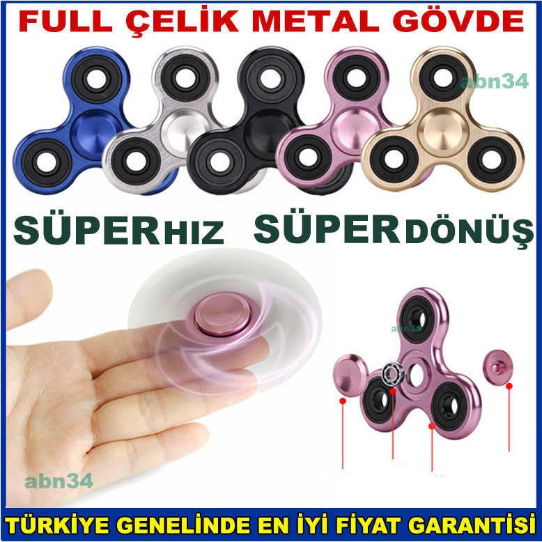 Full Çelik Metal Stres Çarkı Çelik Rulmanlı Orjinal Fidget Spinner 3 Kanatlı Ultra Anti Stres Çarkı
