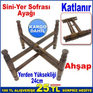 Katlanabilir Sini Ayağı Yerden Yüksekliği 24cm Ahşap Malzemeden Yapılmış Yer Sofrası Ayağı