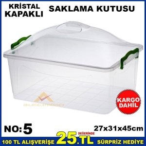 KRİSTAL FANUS KAPAKLI ELİTE SAKLAMA KUTUSU NO 5