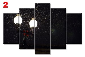 GECE LAMBALARI 7 STİL 5 PARÇALI KANVAS TABLO