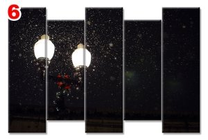 GECE LAMBALARI 7 STİL 5 PARÇALI KANVAS TABLO