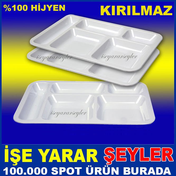 Sağlıklı ve hijyenik kırılmayan özel plastikten üretim 5 bölme ısı koruyucu standart Tabldot tabağı