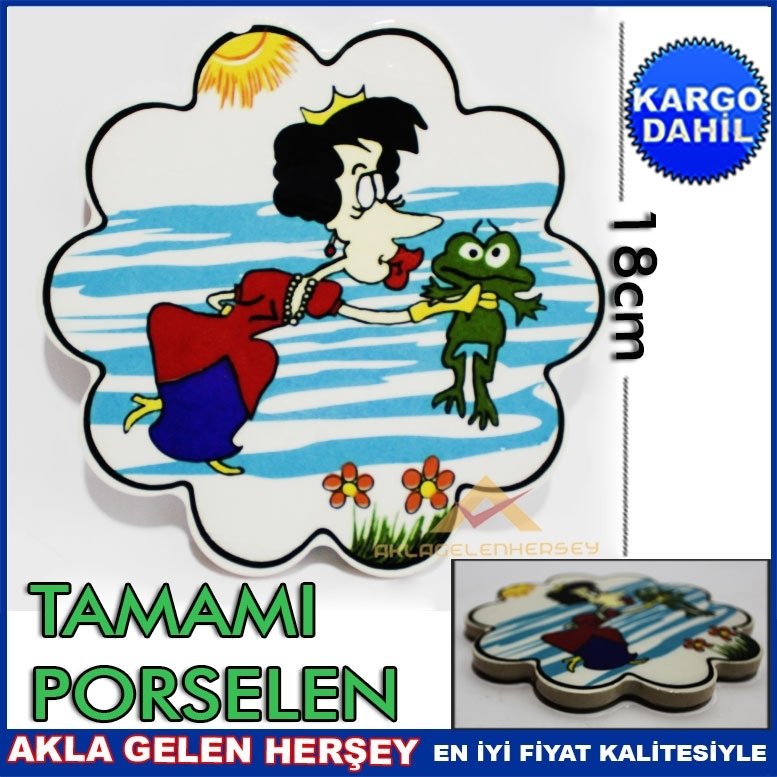 Ücretsiz Kargo KURBAĞAPRENS 18cm KALIN PORSELEN KAYMAZ TABAN NİHA