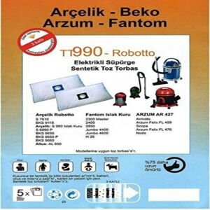 abnturk Özel Üretim 5 Adet BKS 9650-BKS 9650 P Süpürge Toz Torbası %100 Toz Korumalı 3 Kat Elyaf
