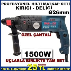 ÇANTALI TAM SET 26mm KIRICI DELİCİ PROFESYONEL HİLTİ MATKAP SETİ