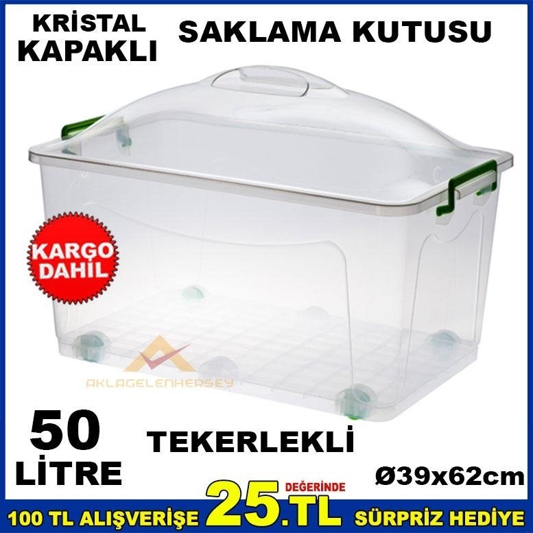 KRİSTAL FANUS KAPAKLI MAKSİ ERZAK KUTUSU 50LİTRE