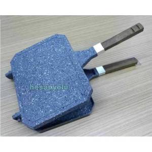 Ocak üstü tost+ızgara iç-dış yüzeyi 3 kat granit kaplama yanmaz yapışmaz döküm granit tost makinesi