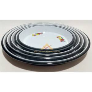 3.NO YUVARLAK ÇİÇEKLİ EMAYE 37cm YÜKSEK KENARLI FIRIN TEPSİSİ ÇİÇEKLİ ÇİNKO TEPSİ