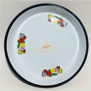 3.NO YUVARLAK ÇİÇEKLİ EMAYE 37cm YÜKSEK KENARLI FIRIN TEPSİSİ ÇİÇEKLİ ÇİNKO TEPSİ