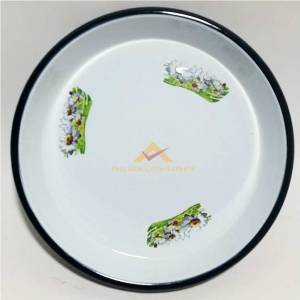 3.NO YUVARLAK ÇİÇEKLİ EMAYE 37cm YÜKSEK KENARLI FIRIN TEPSİSİ ÇİÇEKLİ ÇİNKO TEPSİ