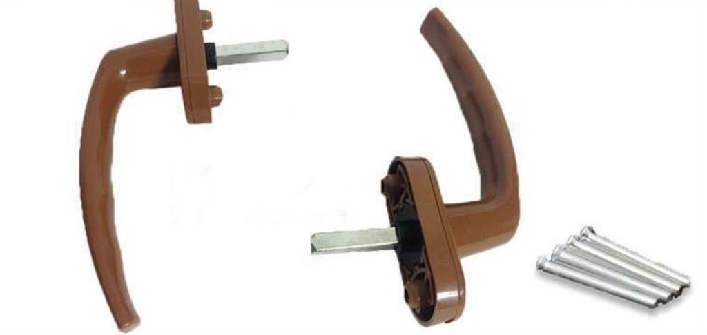 2 Adet Kaliteli Sert Plastik PVC Kaplama Pencere Kolu Seti Kahverengi Pimapen Kapı Kolu