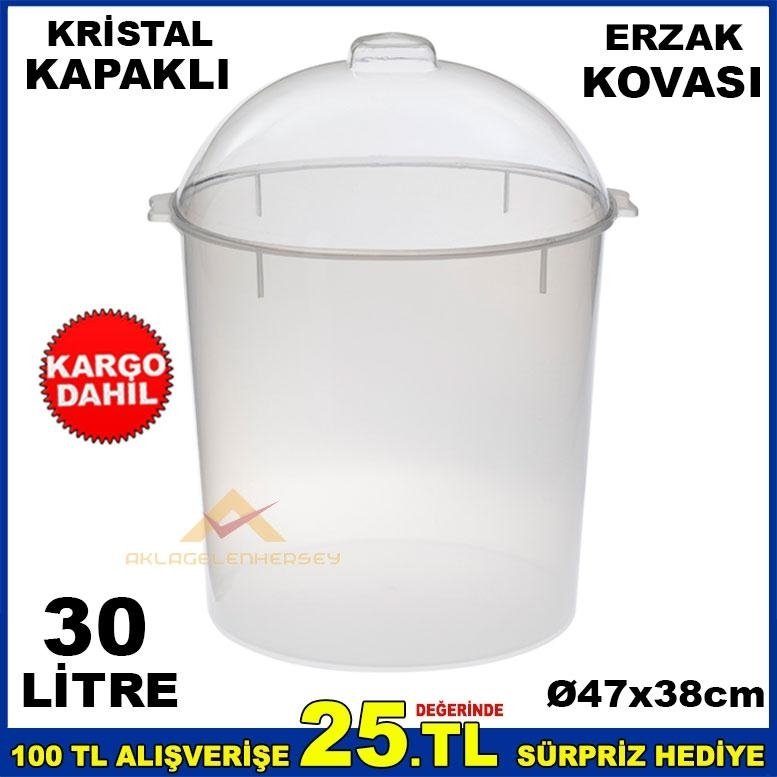 47cm KRİSTAL FANUS KAPAKLI ERZAK KOVASI 30 LİTRE