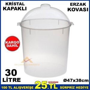 47cm KRİSTAL FANUS KAPAKLI ERZAK KOVASI 30 LİTRE