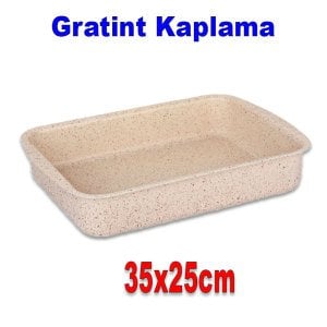 Granit Kaplama Fırın Tepsisi 35x25cm Ebatında Köşeli Tepsi Yanmaz-Yapışmaz Pişirme Tepsisi