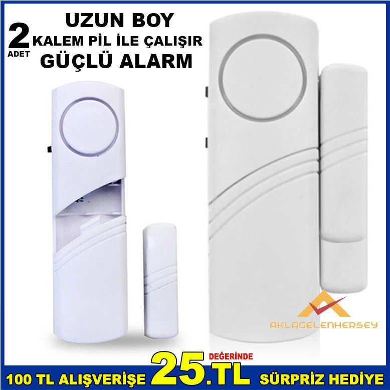 EV GÜVENLİĞİ İÇİN KALEM PİLLE ÇALIŞAN BÜYÜK BOY MANYETİK KAPI ve PENCERE ALARMI GÜÇLÜ SİREN SESLİ