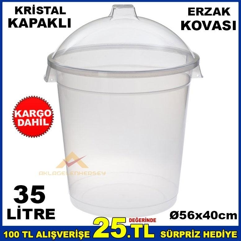 KRİSTAL FANUS KAPAKLI ORTA ERZAK KOVASI 35 LİTRE