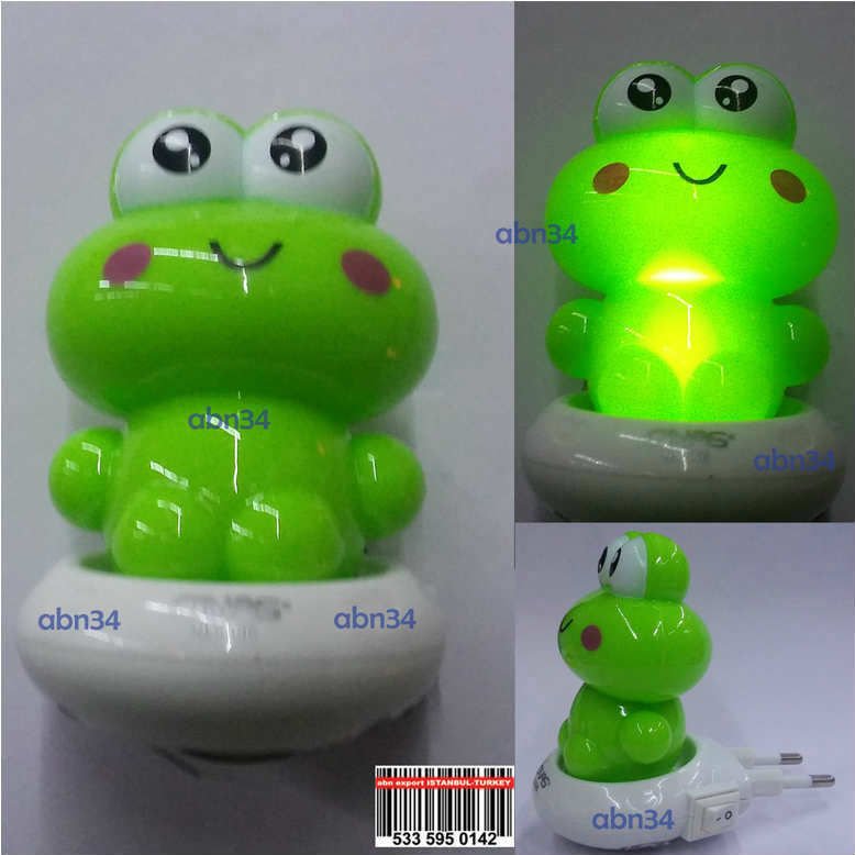 Kurbağa Model Aç Kapa Anahtarlı Prize Takılan Soft Işık Sarfiyatsız Led Çocuk Odası Gece Lambası -2