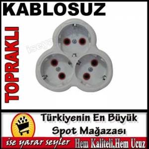 Üçgen Model Kablosuz Topraklı Üçlü Priz