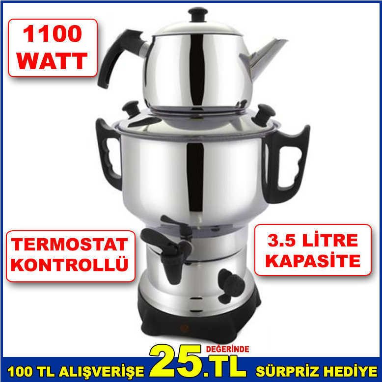 GİZLİ RESİSTANSLI SEMAVER SETİ TERMOSTATLI PASLANMAZ ÇELİK