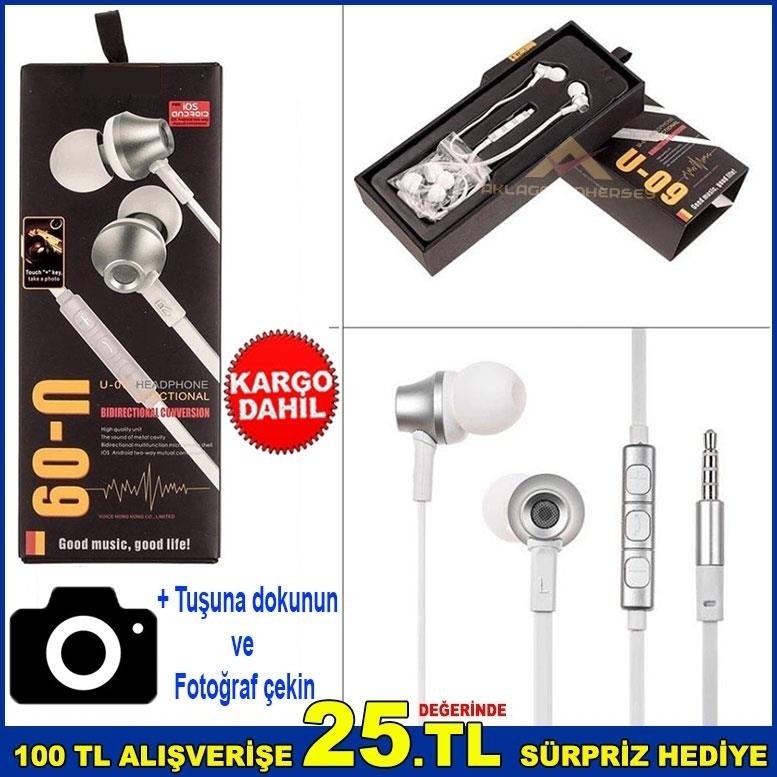 Selfie Çekebilen Stereo Cep Telefon Kulaklığı Mikrofonlu HD Ses K