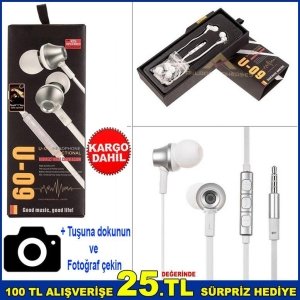 Selfie Çekebilen Stereo Cep Telefon Kulaklığı Mikrofonlu HD Ses K