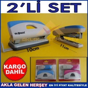Ücretsiz Kargo GLOBOX 2'Lİ SAĞLAM MASAÜSTÜ ZIMBA VE DELGEÇ SETİ