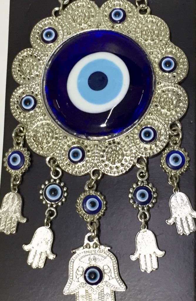 27x10 cm Boyutlarında Gümüş Kaplama Nazarlıklı Kleop Patimak Duvar Süsü