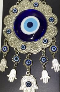 27x10 cm Boyutlarında Gümüş Kaplama Nazarlıklı Kleop Patimak Duvar Süsü