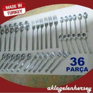Ömür Boyu Garantili 36 Parça Paslanmaz Çelik Rostre Çatal Kaşık Takımı En Kullanışlı Yemek Seti