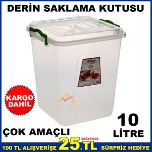 ÇOK AMAÇLI KAPAKLI DERİN SAKLAMA KUTUSU 10 LİTRE
