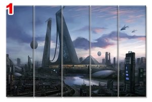 FANTAZEI SEHIR 7 STİL 5 PARÇALI KANVAS TABLO