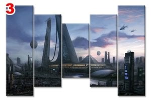 FANTAZEI SEHIR 7 STİL 5 PARÇALI KANVAS TABLO