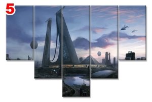 FANTAZEI SEHIR 7 STİL 5 PARÇALI KANVAS TABLO