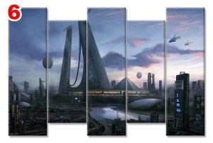 FANTAZEI SEHIR 7 STİL 5 PARÇALI KANVAS TABLO